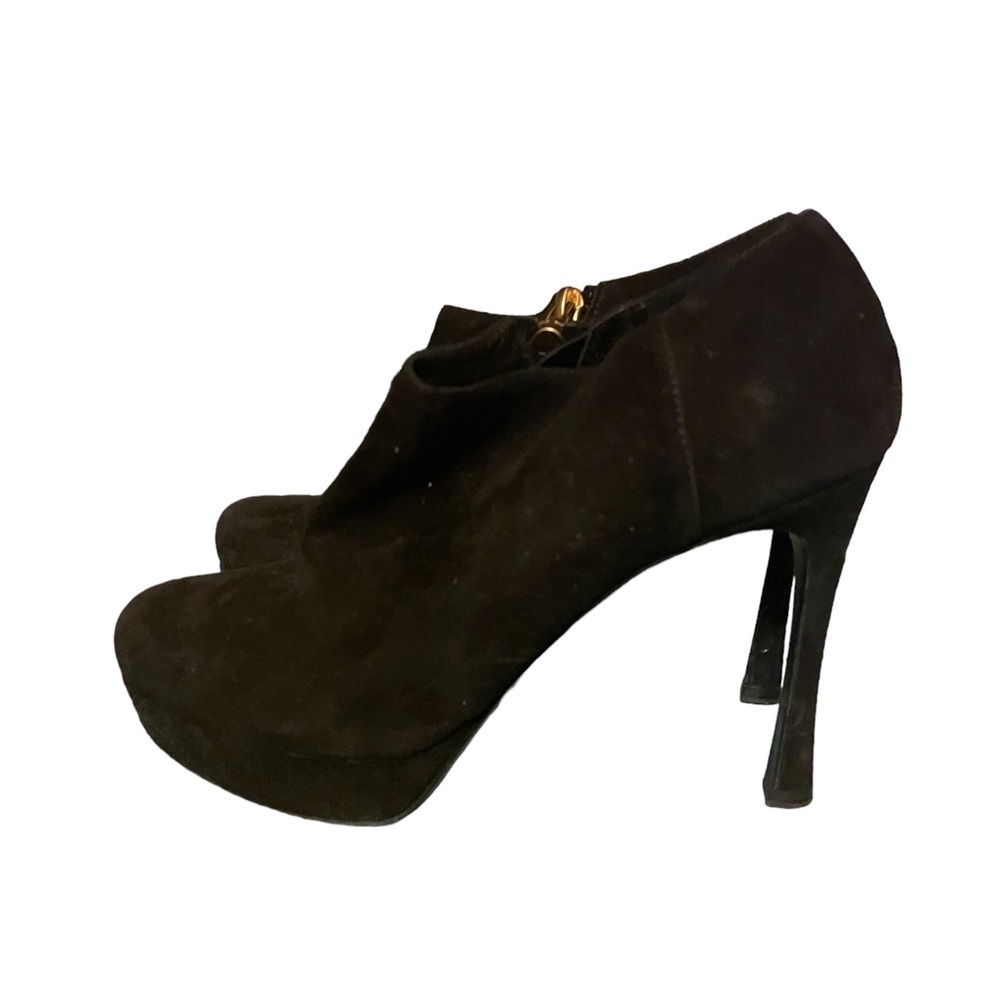YSL BLACK SUEDE PLATFORM ANKLE BOOTIES - Picture 6 of 8